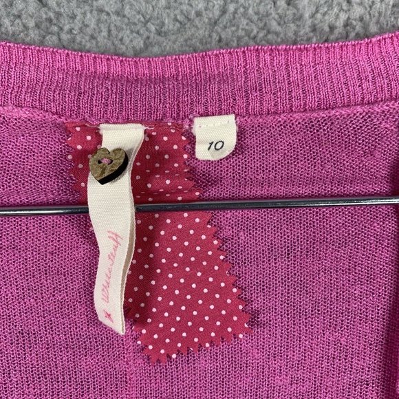 White Stuff Cardigan Deep V Neck Linen Long Sleeve Top Size 10 Pink Button Front - Picture 5 of 12